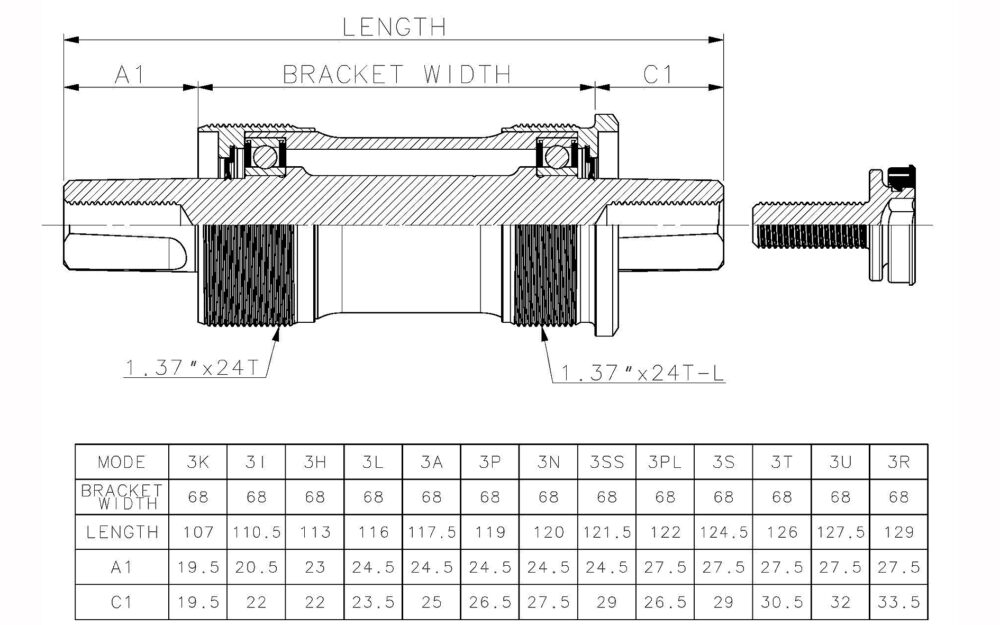 Spindle for bottom bracket - First 3PL - Image 2