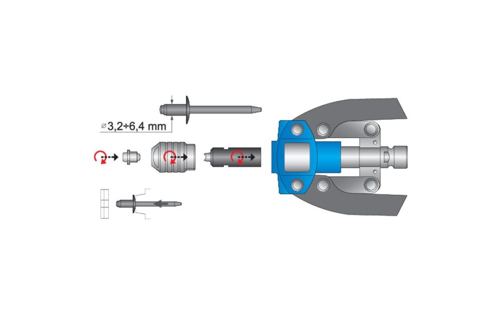Hand riveter set - Unior 1301/6 - Image 2